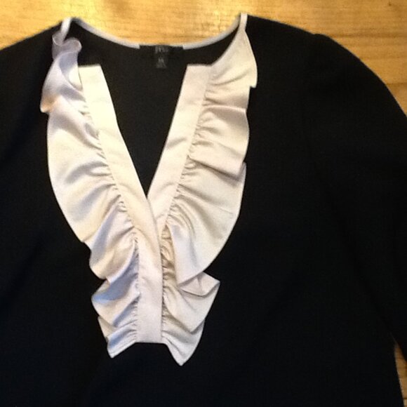 Gorgeous Black and White Blouse with Ruffle - Picture 1 of 5